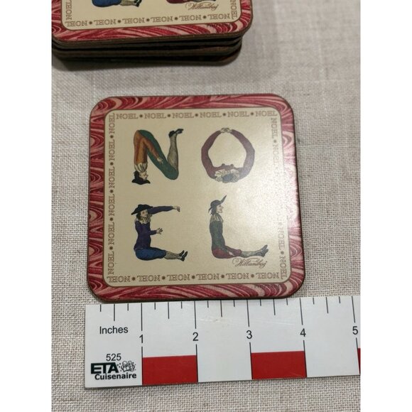 Pimpernel Noel Coasters Set Of 6 Made In England Hotch Potch Cork Back 4” - Picture 6 of 7